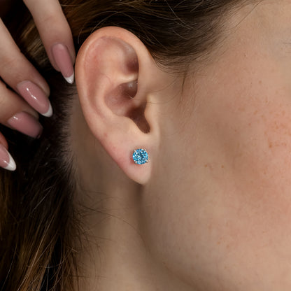 18K White Gold Stud Earrings With 2.11 Carat Fancy Coloured Diamond