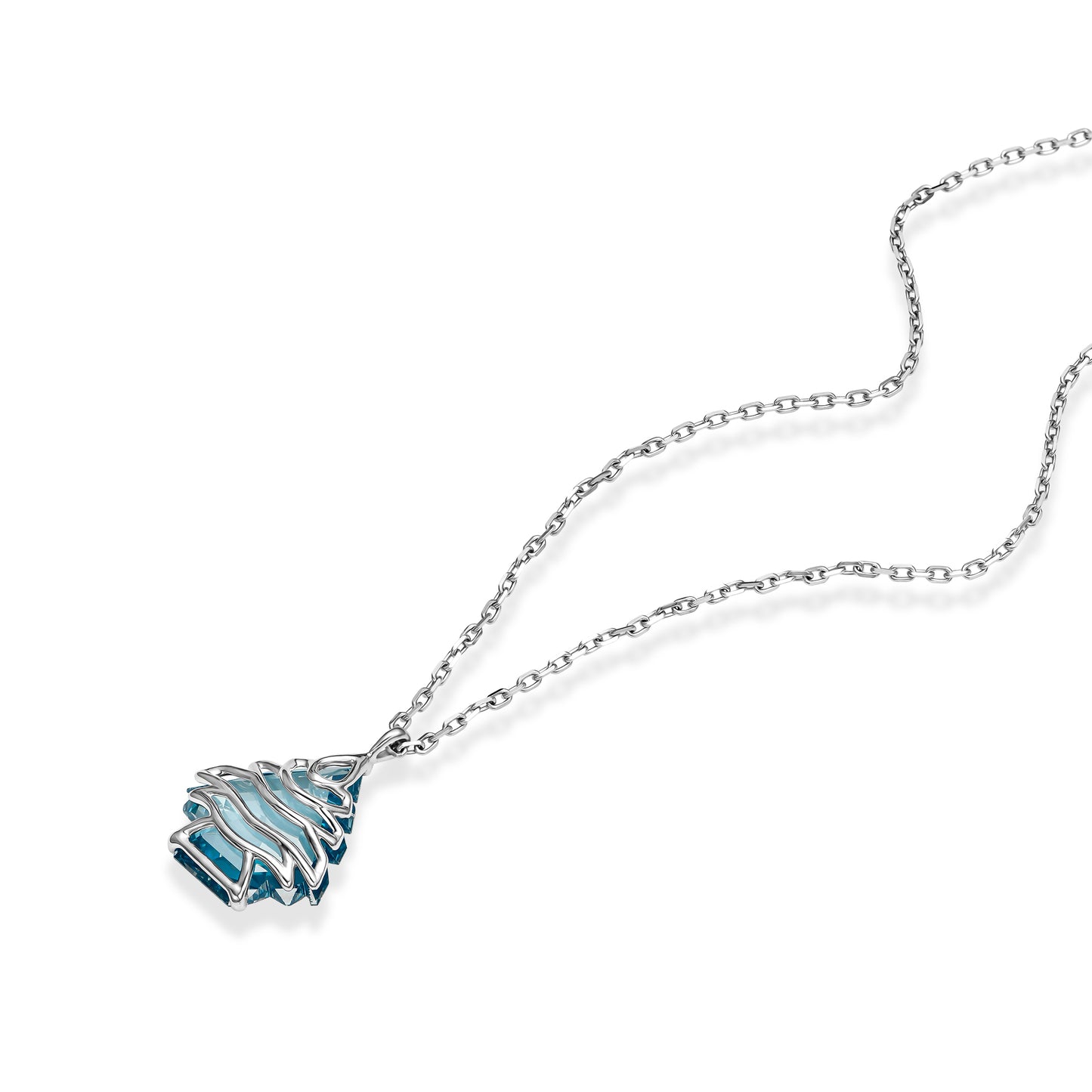 5.04ct Fancy Intense Blue (Treated Color) Christmas Tree Shape Natural Diamond in 18k White Gold Solitaire Pendant