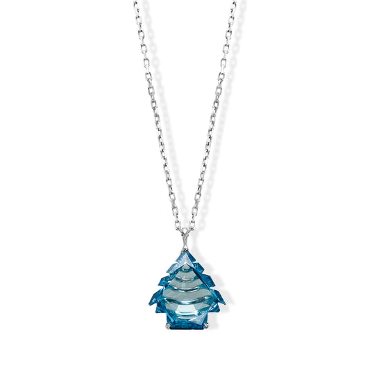 5.04ct Fancy Intense Blue (Treated Color) Christmas Tree Shape Natural Diamond in 18k White Gold Solitaire Pendant