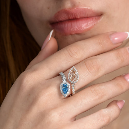 3.08tcw Toi & Moi Platinum and Rose Gold 18k Statement Ring