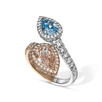 3.08tcw Toi & Moi Platinum and Rose Gold 18k Statement Ring