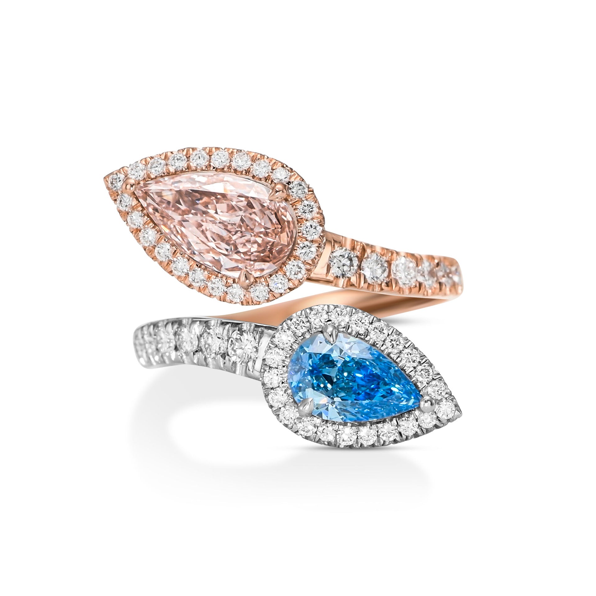 3.08tcw Toi & Moi Platinum and Rose Gold 18k Statement Ring