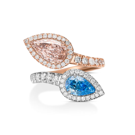 3.08tcw Toi & Moi Platinum and Rose Gold 18k Statement Ring