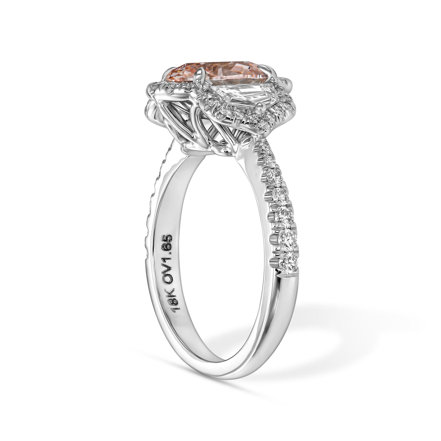 1.65ct Oval Fancy Pink (Treated Color) In 18k White Gold Statement Ring