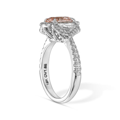 1.65ct Oval Fancy Pink (Treated Color) In 18k White Gold Statement Ring