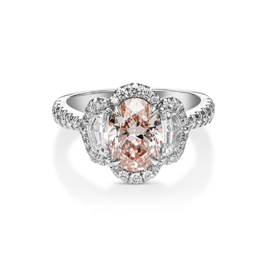 1.65ct Oval Fancy Pink (Treated Color) In 18k White Gold Statement Ring