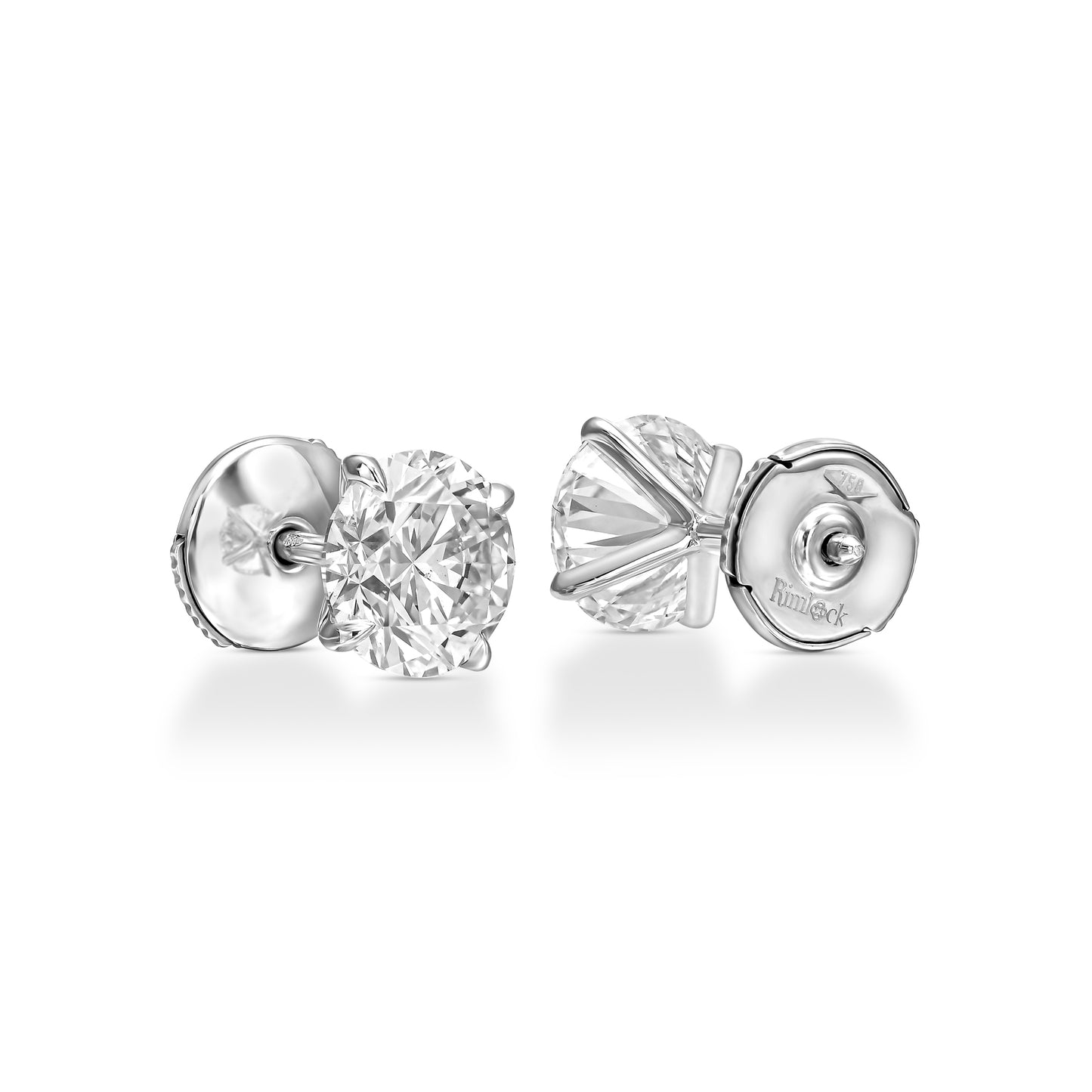 18K White Gold Stud Earrings With 3 Total Carat Weight Natural Diamond