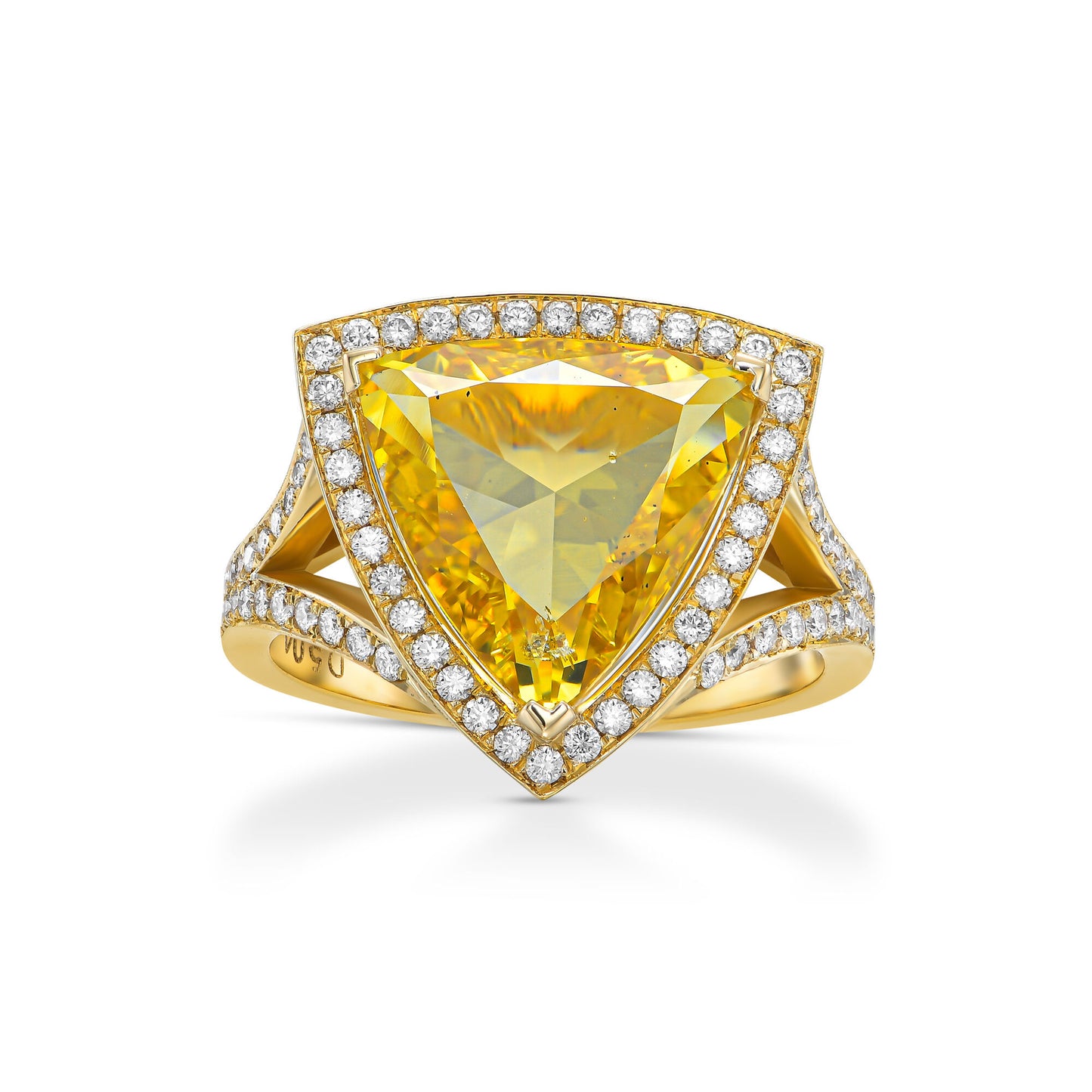 18K Yellow Gold Statement Ring With 5.04 TCW Fancy Intense Yellow Natural Diamond
