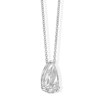 18K White Gold Pear Shape Solitaire Pendant Necklace With 3.01 TCW Natural Diamond