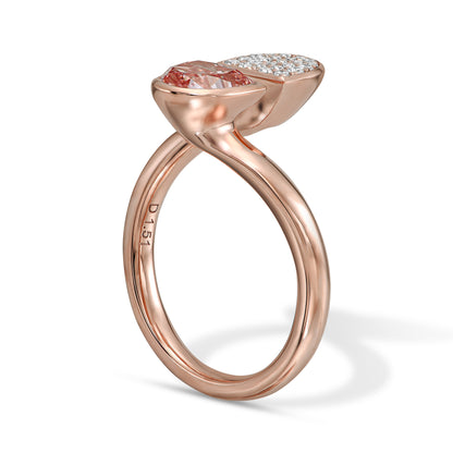 Toi & Moi Ring Set With 1.70 ctw Fancy Pink Half Moon (Treated Color) in 14K Rose Gold