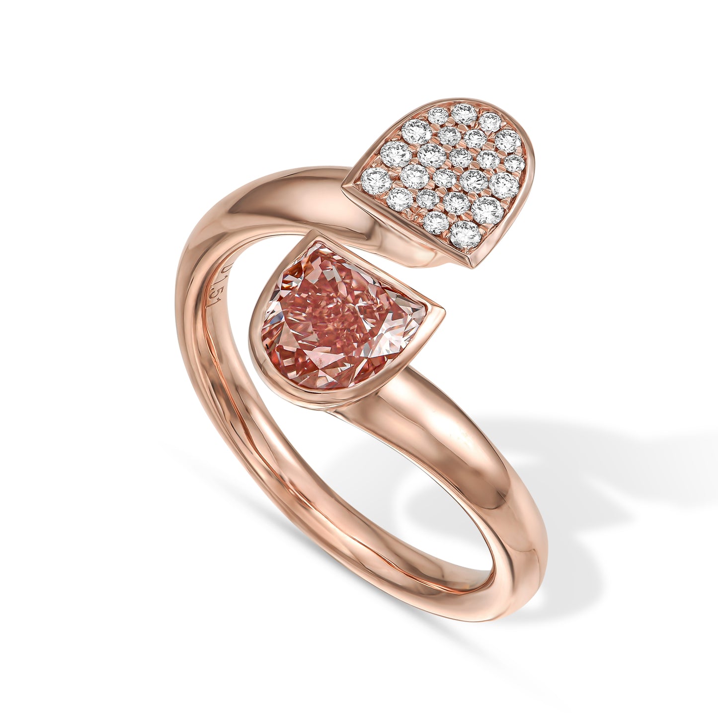 Toi & Moi Ring Set With 1.70 ctw Fancy Pink Half Moon (Treated Color) in 14K Rose Gold