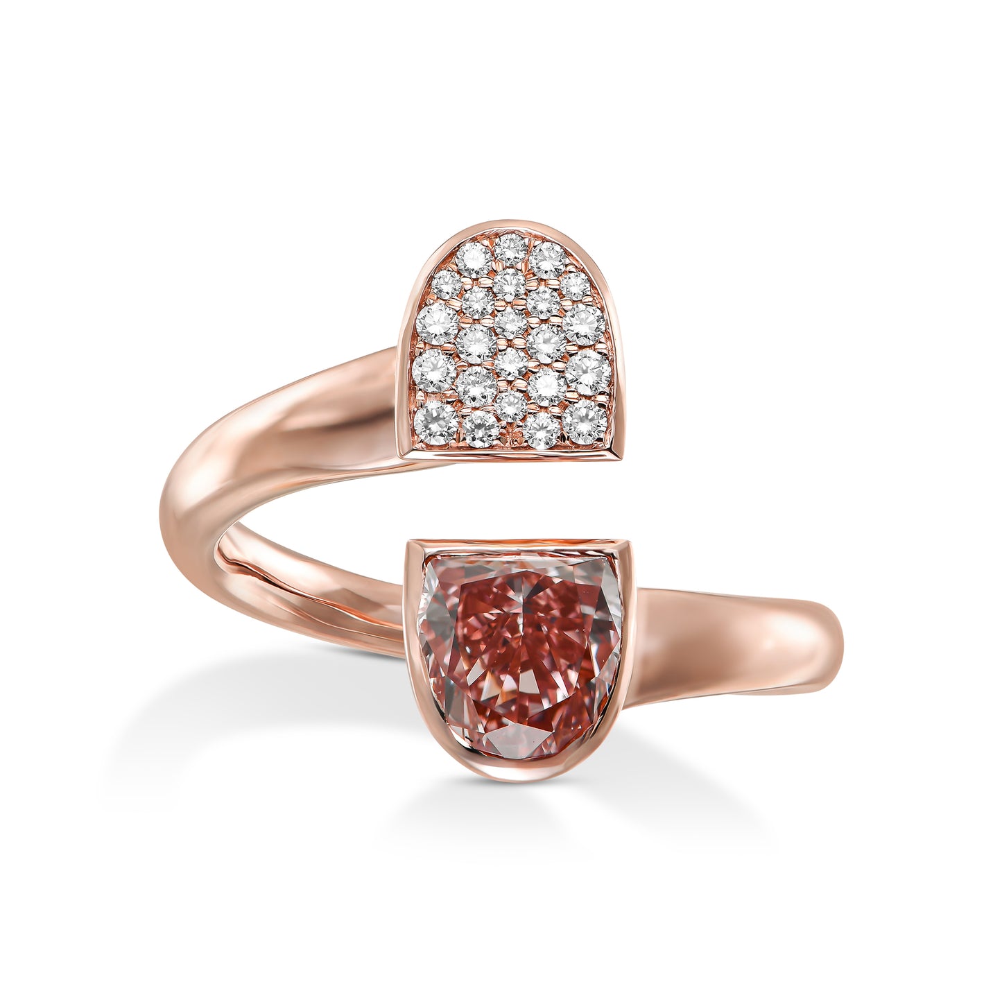 Toi & Moi Ring Set With 1.70 ctw Fancy Pink Half Moon (Treated Color) in 14K Rose Gold