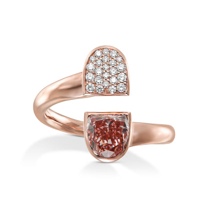 Toi & Moi Ring Set With 1.70 ctw Fancy Pink Half Moon (Treated Color) in 14K Rose Gold
