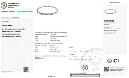 18K White Gold Tennis Bracelet With 6.26 TCW Natural Diamond