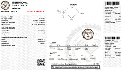 0.78 Carat Kite Shape Loose Natural Diamond