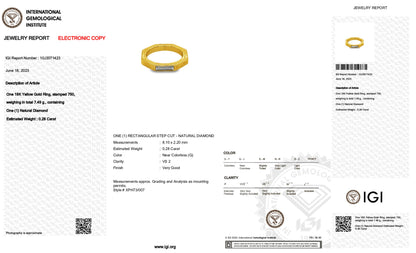 18K Yellow Gold Solitaire Ring With 0.28 TCW Natural Diamond