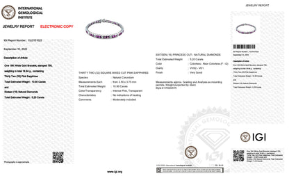 18K White Gold tennis Bracelet With 16.10 TCW Fancy Colored Diamonds