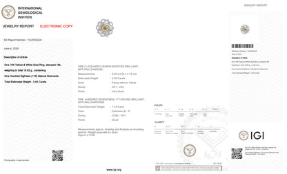 18K White Gold Ring With 3.44 TCW TCW Natural Diamond - Natural Fancy Colored Diamond Main Stone