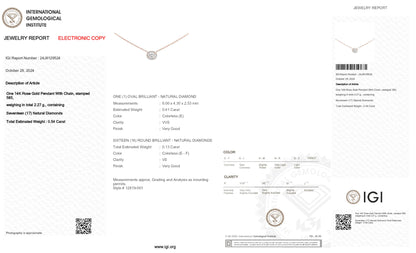 14K Rose Gold Pendant Necklace With 0.54 TCW Natural Diamond