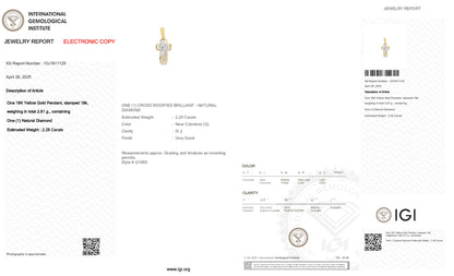 18K Yellow Gold Cross Pendant With 2.28 TCW Natural Diamond