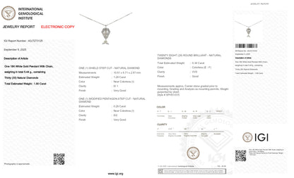 18k White Gold The Whale Pendant Necklace With 1.28 ct Shield Shape Natural Diamond