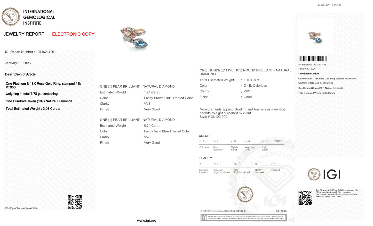 3.08tcw Toi & Moi Platinum and Rose Gold 18k Statement Ring