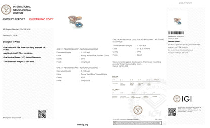 3.08tcw Toi & Moi Platinum and Rose Gold 18k Statement Ring