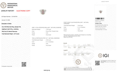 1.65ct Oval Fancy Pink (Treated Color) In 18k White Gold Statement Ring