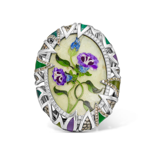 The Painted Garden Cocktail Ring 18K White Gold