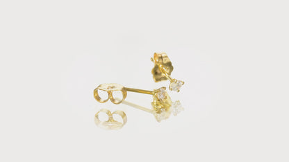 14K Yellow Gold Classic Stud Earrings With 0.06 TCW Natural Diamond