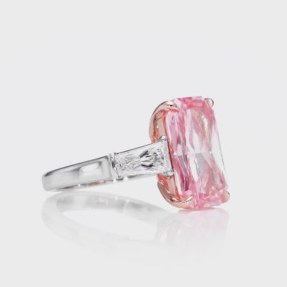 Platinum Statement Ring With 7.01 Ct Fancy Vivid Pink Radiant (Treated Color) Diamond