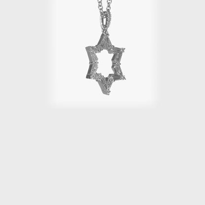 18K White Gold Star of David Pendant Necklace with 1.75ctw Diamonds (D-E, VVS)