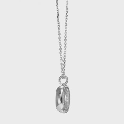 18k White Gold Halo Pendant Necklace With 1.01 tcw Cushion Cut Natural Diamond