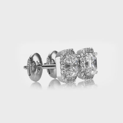 18K White Gold Stud Earrings With 1.85 TCW Natural Diamond