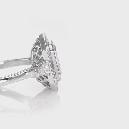 3.37 tcw Emerald Cut Natural Diamond in 18k White Gold Statement Ring