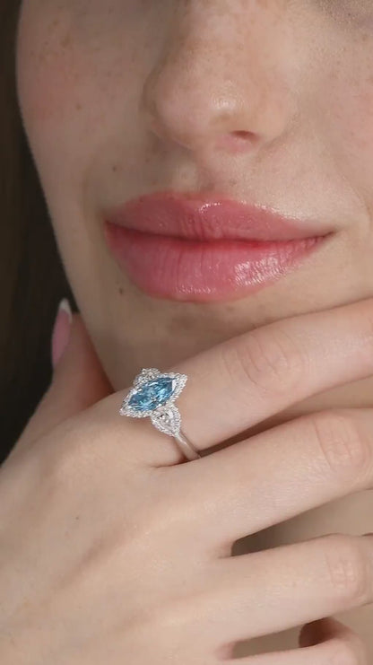 18K White Gold Statement Ring With 1.34 Carat Fancy Coloured Diamond