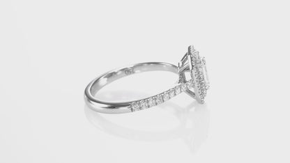 18K White Gold Engagement Ring With 0.89 TCW Natural Diamond