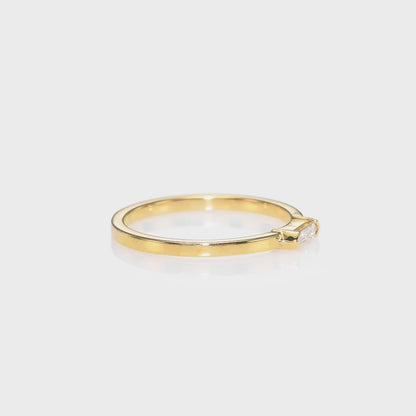 18k Yellow Gold Ring With 0.09 Carat Elongated Hexagon Shape Natural Diamond