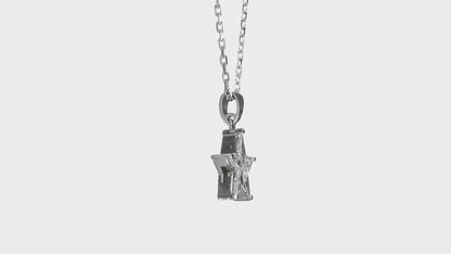 18K White Gold Star Pendant Necklace With 0.83 TCW Natural Diamond