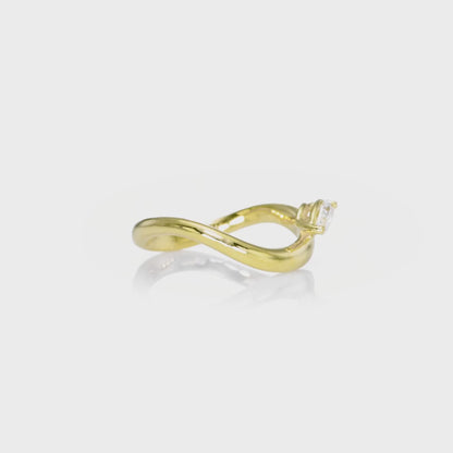 18k Yellow Gold Statement Ring With 0.36ct Marquise Natural Diamond
