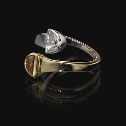 18K Yellow and White Gold Statement Ring With 1.10 TCW Natural Diamond