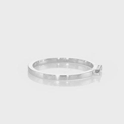 18k White Gold Ring With 0.13 Carat Elongated Hexagon Shape Natural Diamond