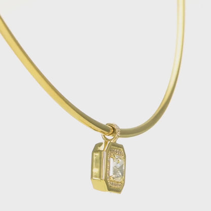 18k Yellow Gold Pendant Choker Necklace With 1.09ct Radiant Cut Natural Diamond