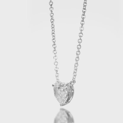 18k White Gold Solitaire Pendant With 0.83 Carat Heart Shape Natural Diamond