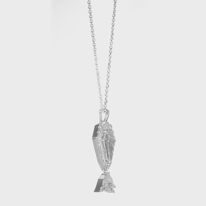 18k White Gold The Whale Pendant Necklace With 1.28 ct Shield Shape Natural Diamond