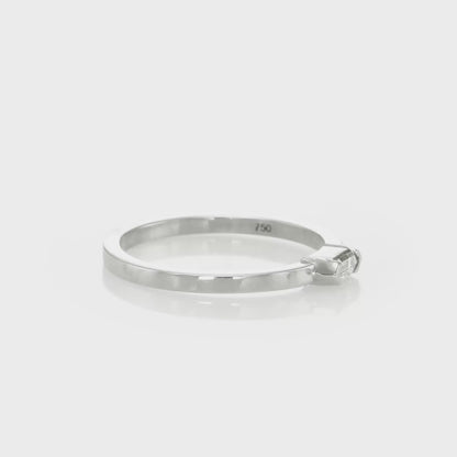 18k White Gold Ring With 0.07 Carat Elongated Hexagon Shape Natural Diamond