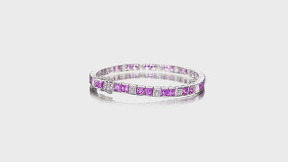 18K White Gold tennis Bracelet With 16.10 TCW Fancy Colored Diamonds