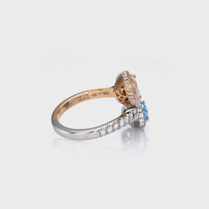 3.08tcw Toi & Moi Platinum and Rose Gold 18k Statement Ring