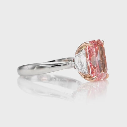 Platinum Statement Ring With 4.29ct Fancy Vivid Pink Radiant (Treated Color)Diamond