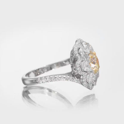 18K White Gold Ring With 3.99 TCW Natural Diamond - Natural Fancy Colored Diamond Main Stone